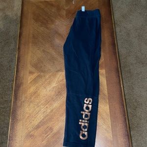 Black and gold Adidas leggings